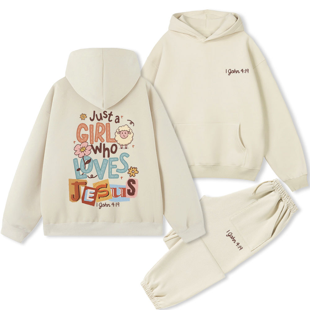Just A Girl Who Loves Jesus Christian Premium Fleece Hoodie Set