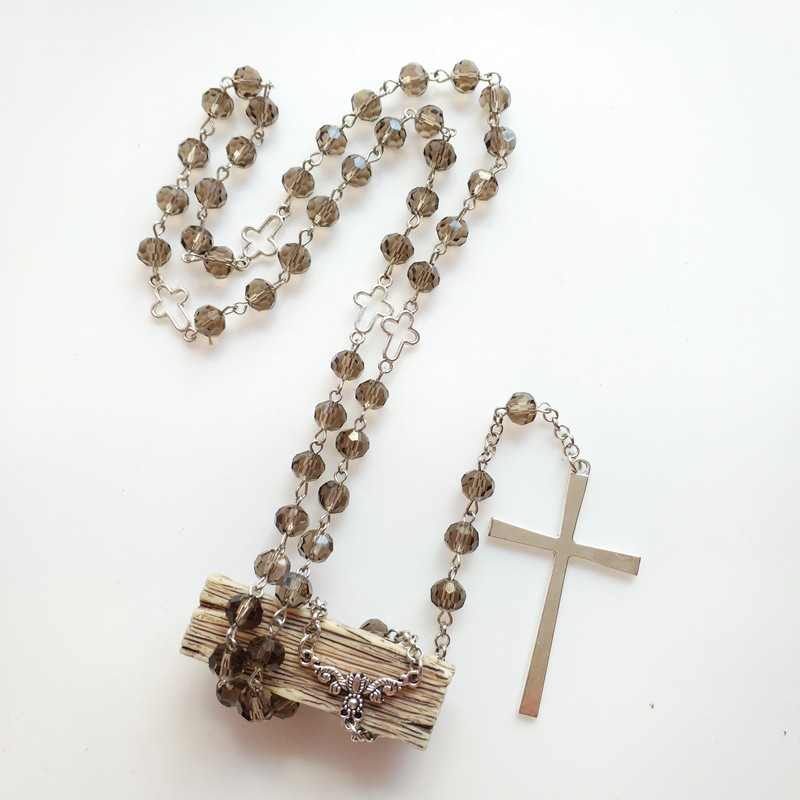 Faux Crystal Long Cross Rosary 