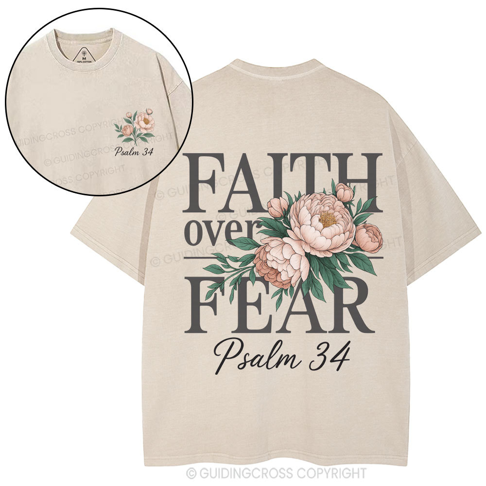 Faith Over Fear Christian Washed T-Shirt