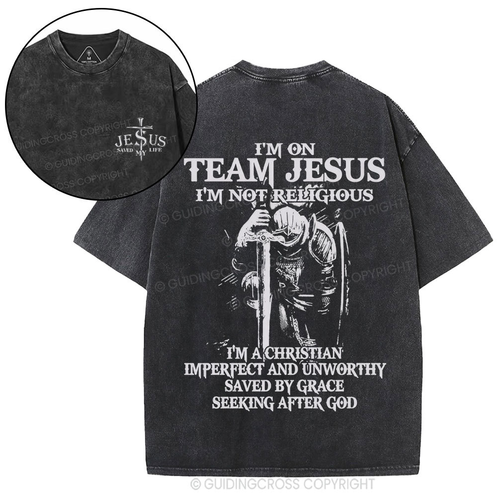 I'm On Team Jesus Christian Washed T-Shirt
