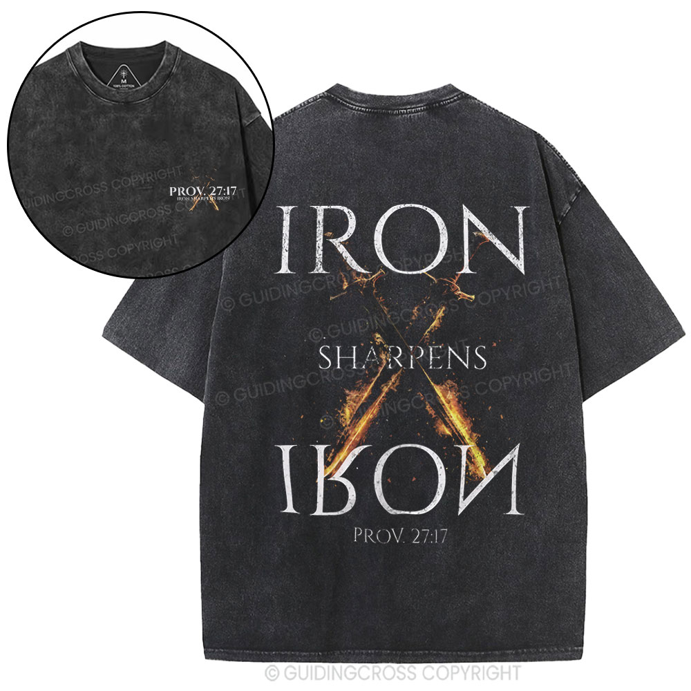 Iron Sharpens Iron Christian Washed T-Shirt