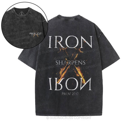 Iron Sharpens Iron Christian Washed T-Shirt