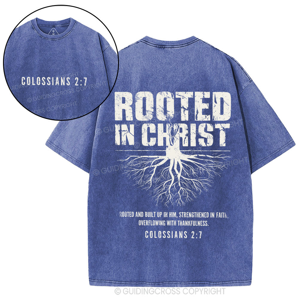 Rooted In Christ Christian Washed T-Shirt