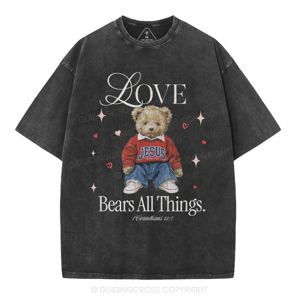 Love Bears All Things New Christian Washed T-Shirt