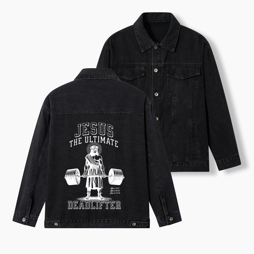 Jesus The Ultimate Deadlifte Christian Denim Jacket