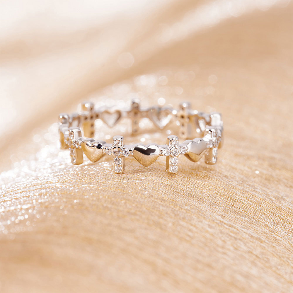Cross Heart Ring Religious Gift for Women