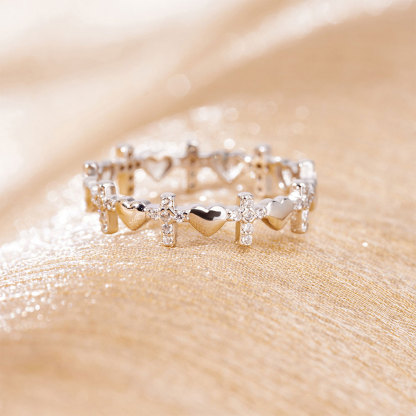 Cross Heart Ring Religious Gift for Women