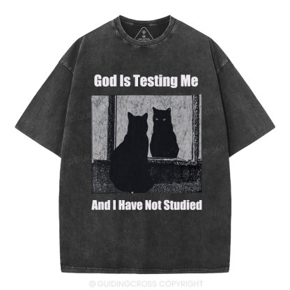 God Is Testing Me And I Have Not Studied Christian Washed T-Shirt
