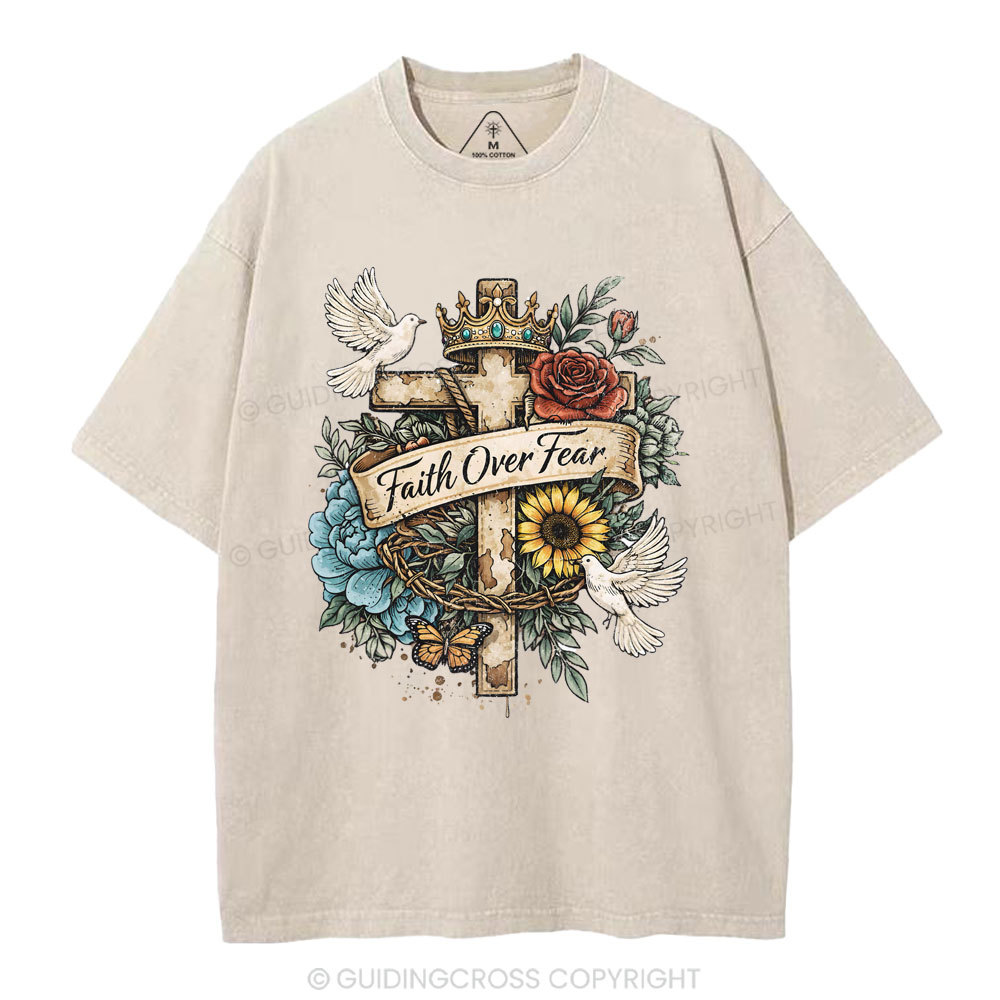 Faith Over Fear Christian Washed T-Shirt