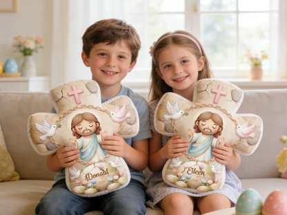 Personalized Peace And Cross Irregular Short Plush Pillow