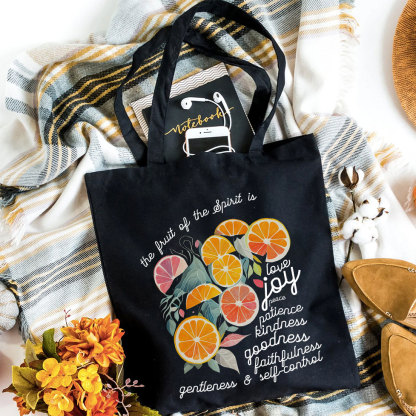 The Fruit Of The Spirit Is Love Christian Canvas Tote Bag