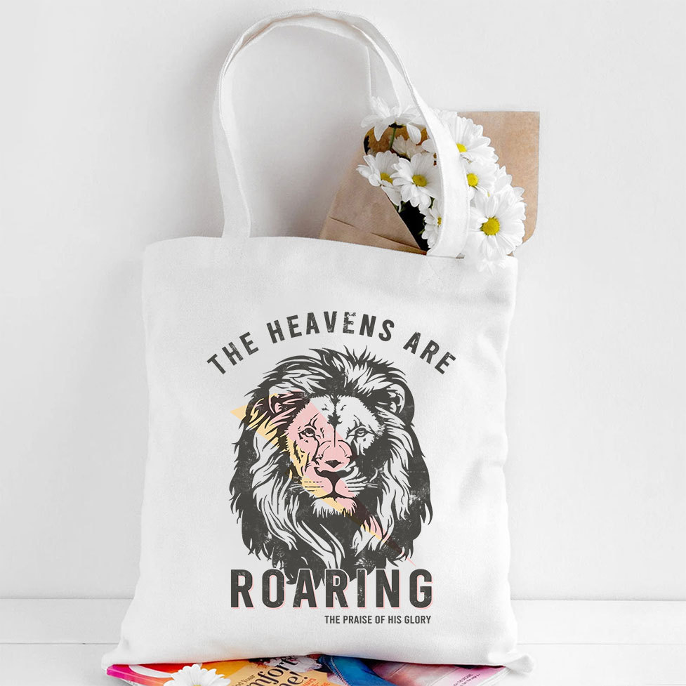 The Heavens Are Roaring Christian Canvas Tote Bag