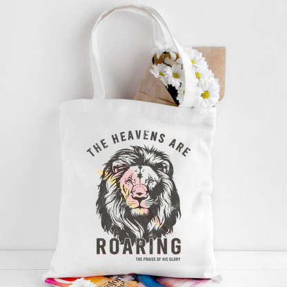 The Heavens Are Roaring Christian Canvas Tote Bag