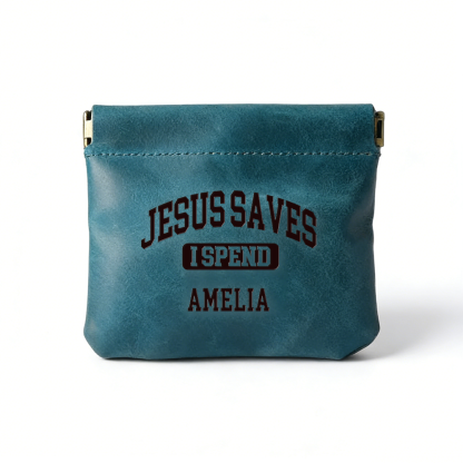 Personalized Crazy Horse Leather Christian Coin Wallet