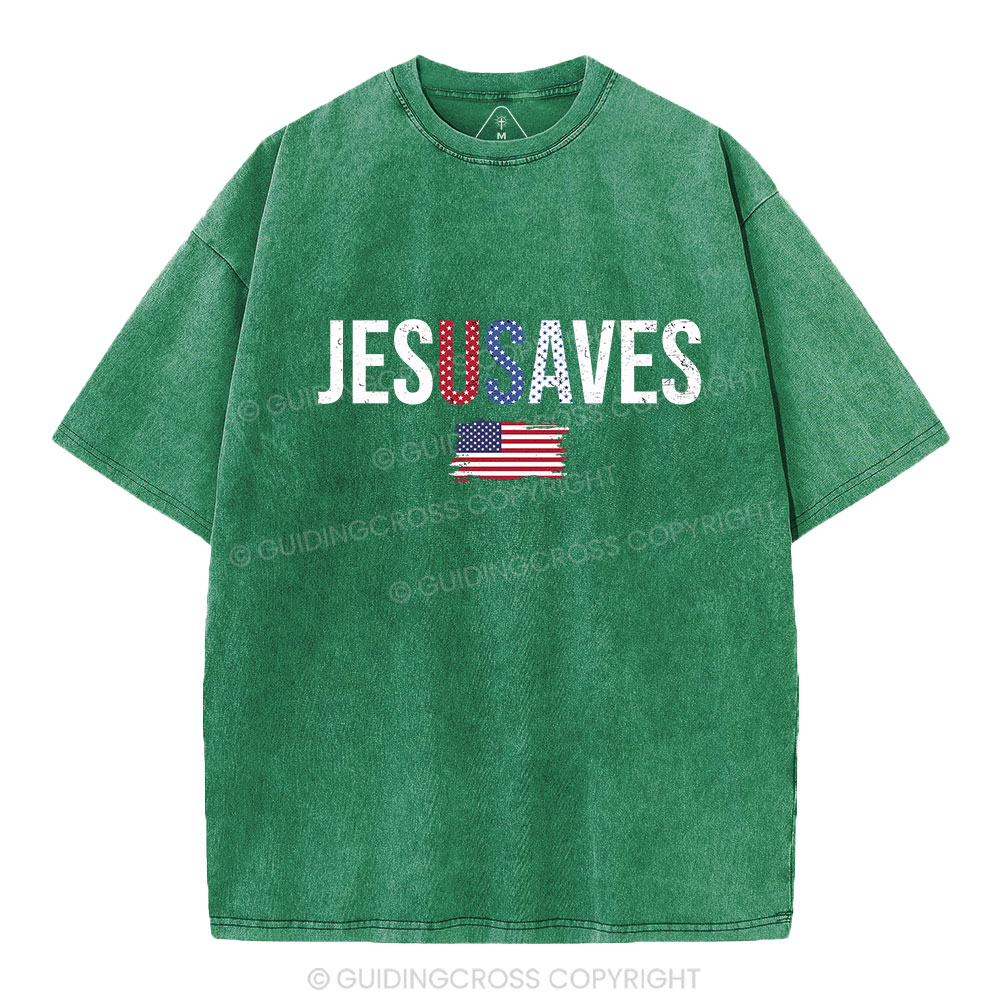 Jesus Saves Christian Washed T-Shirt