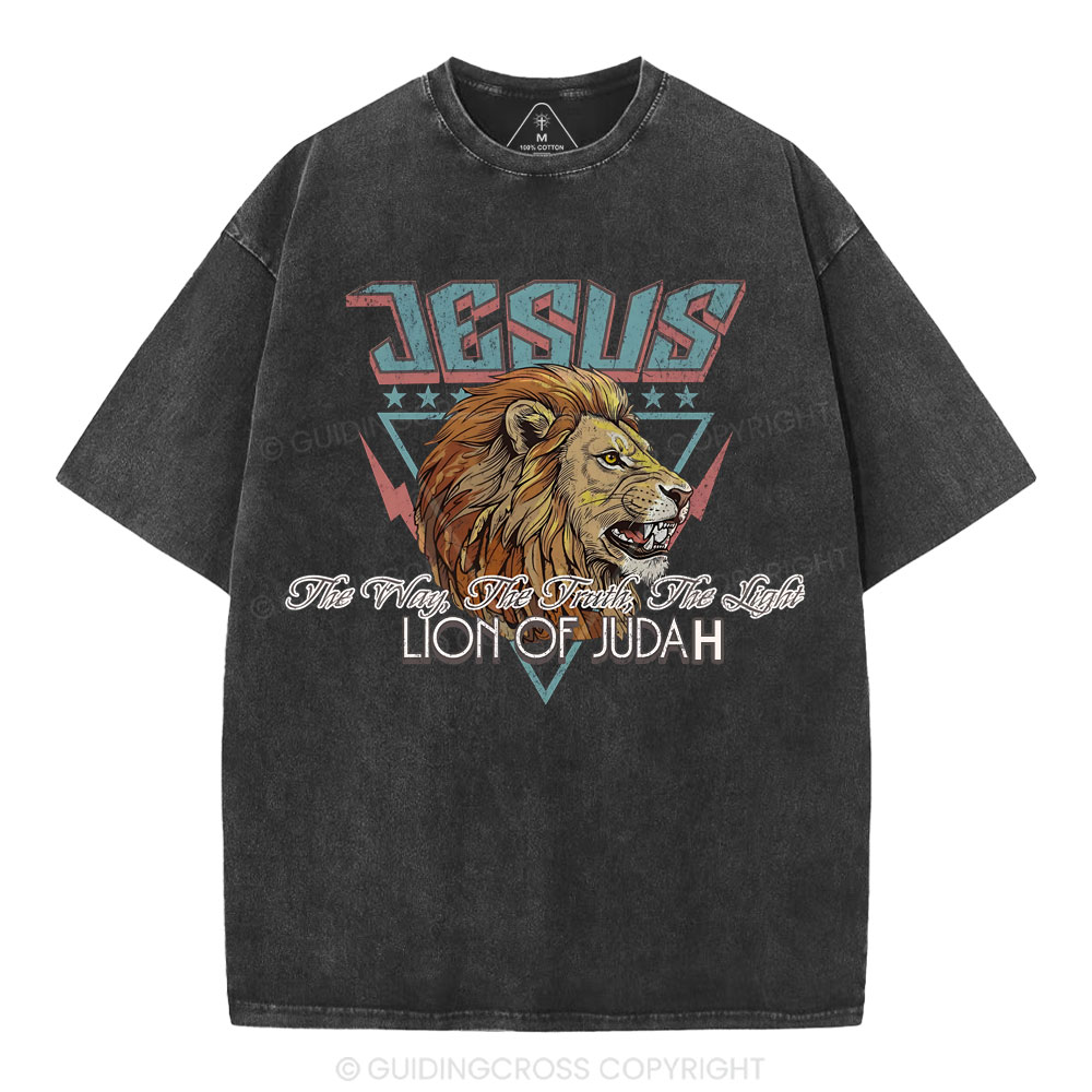 Jesus Lion Of Juda Christian Washed T-Shirt