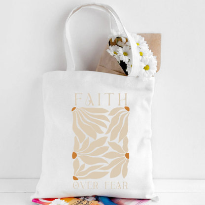 Faith Over Fear Christian Canvas Tote Bag