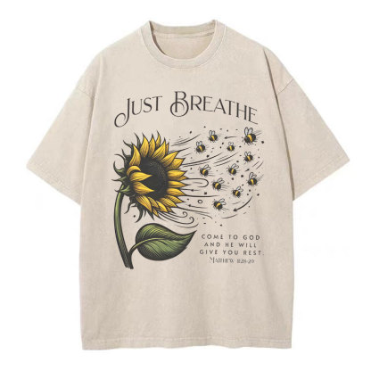 Just Breathe Christian Washed  T-Shirt