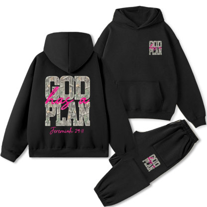 God Has A Plan Christian Premium Fleece Hoodie Set 