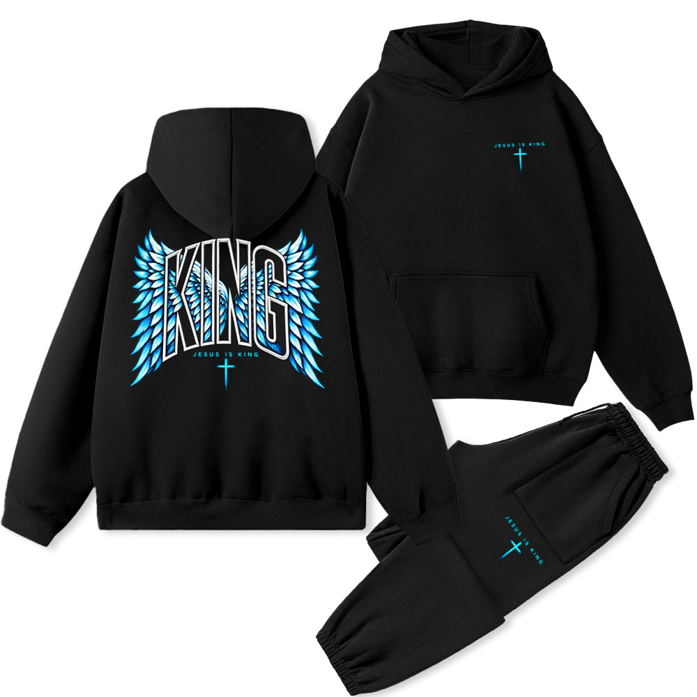 Jesus Is King Christian Premium Fleece Hoodie Set