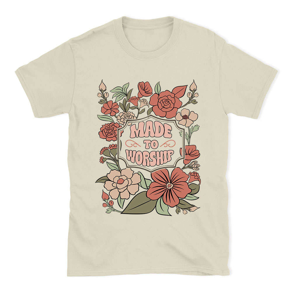 Made To Worship Retro Floral Christian T-Shirt