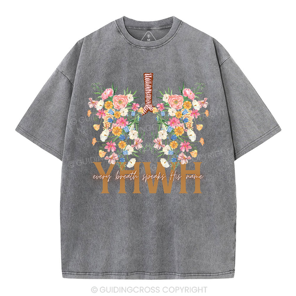 YHWH Floral Christian Washed T-Shirt
