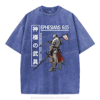 Armor Of God Anime Christian Washed T-Shirt
