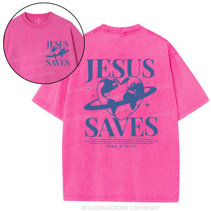 Jesus Saves Christian Washed T-Shirt
