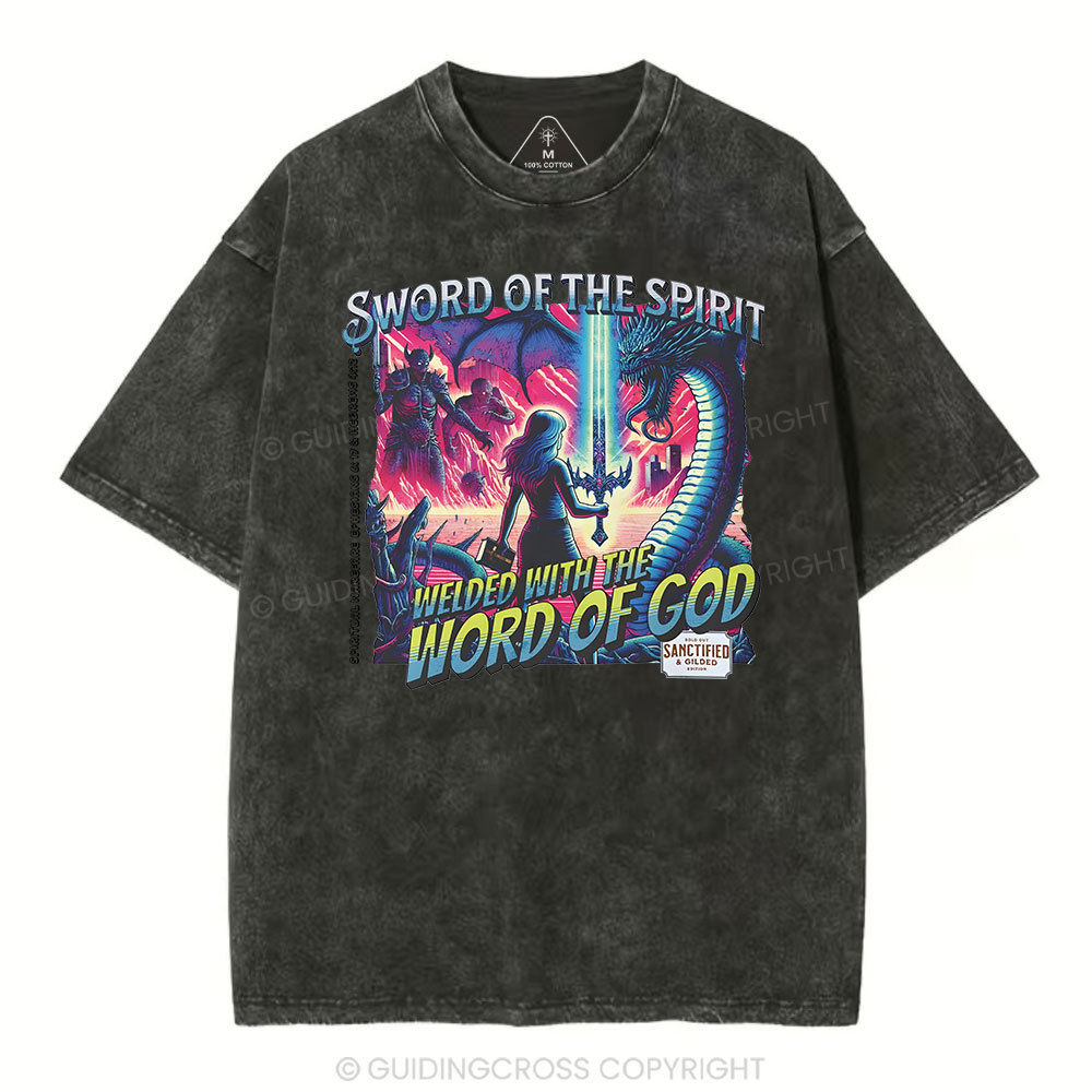 Sword Of The Spirit Christian Washed T-Shirt Sale - GuidingCross