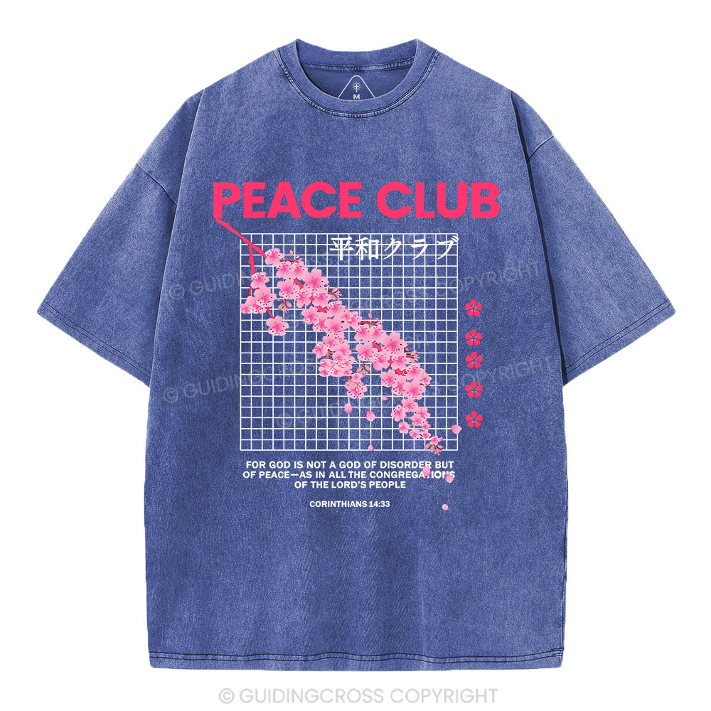 Peace Club Christian Washed T-Shirt Sale - GuidingCross
