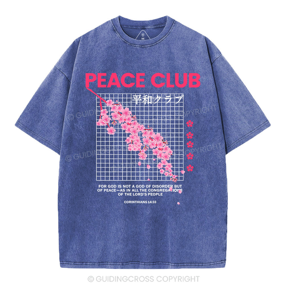 Peace Club Christian Washed T-Shirt Sale - GuidingCross
