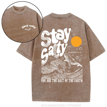 Stay Salty Ocean Waves Christian Washed T-Shirt