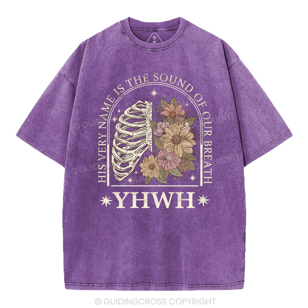 YHWH Boho Floral Lung Christian Washed T-Shirt Sale - GuidingCross