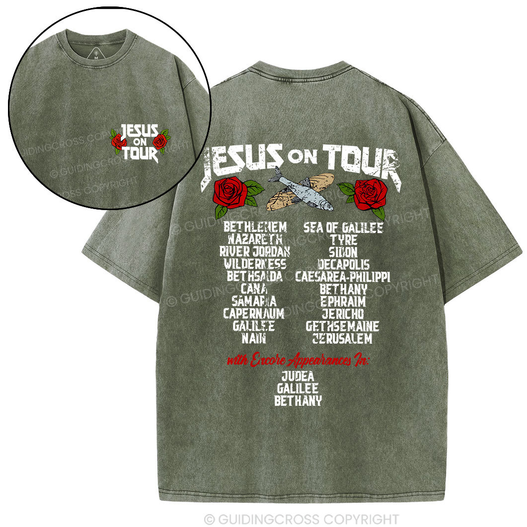 Jesus On Tour Christian Washed T-Shirt