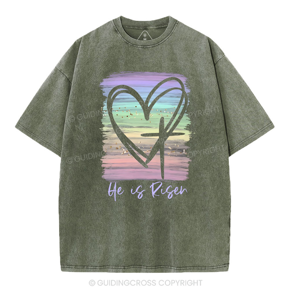 He Is Risen Vintage Washed Christian T-Shirt