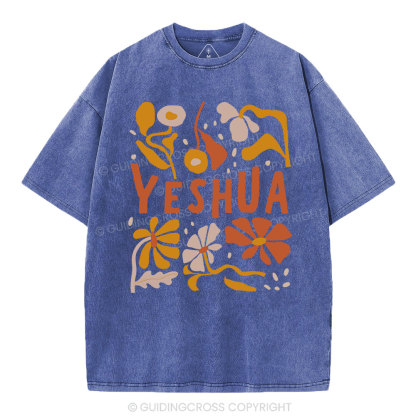 YESHUA With Floral Christian Washed T-Shirt