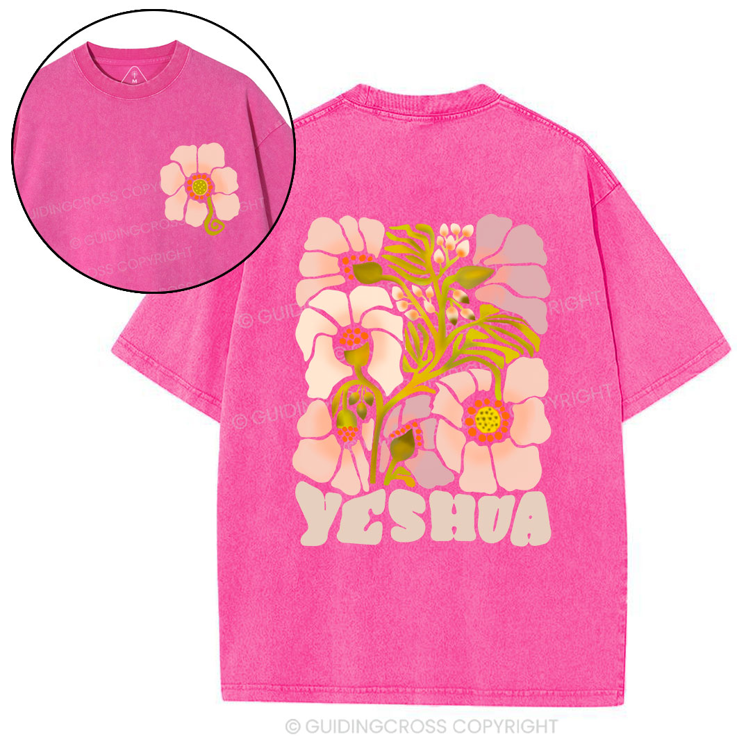 Yeshua With Flower Christian Washed T-Shirt