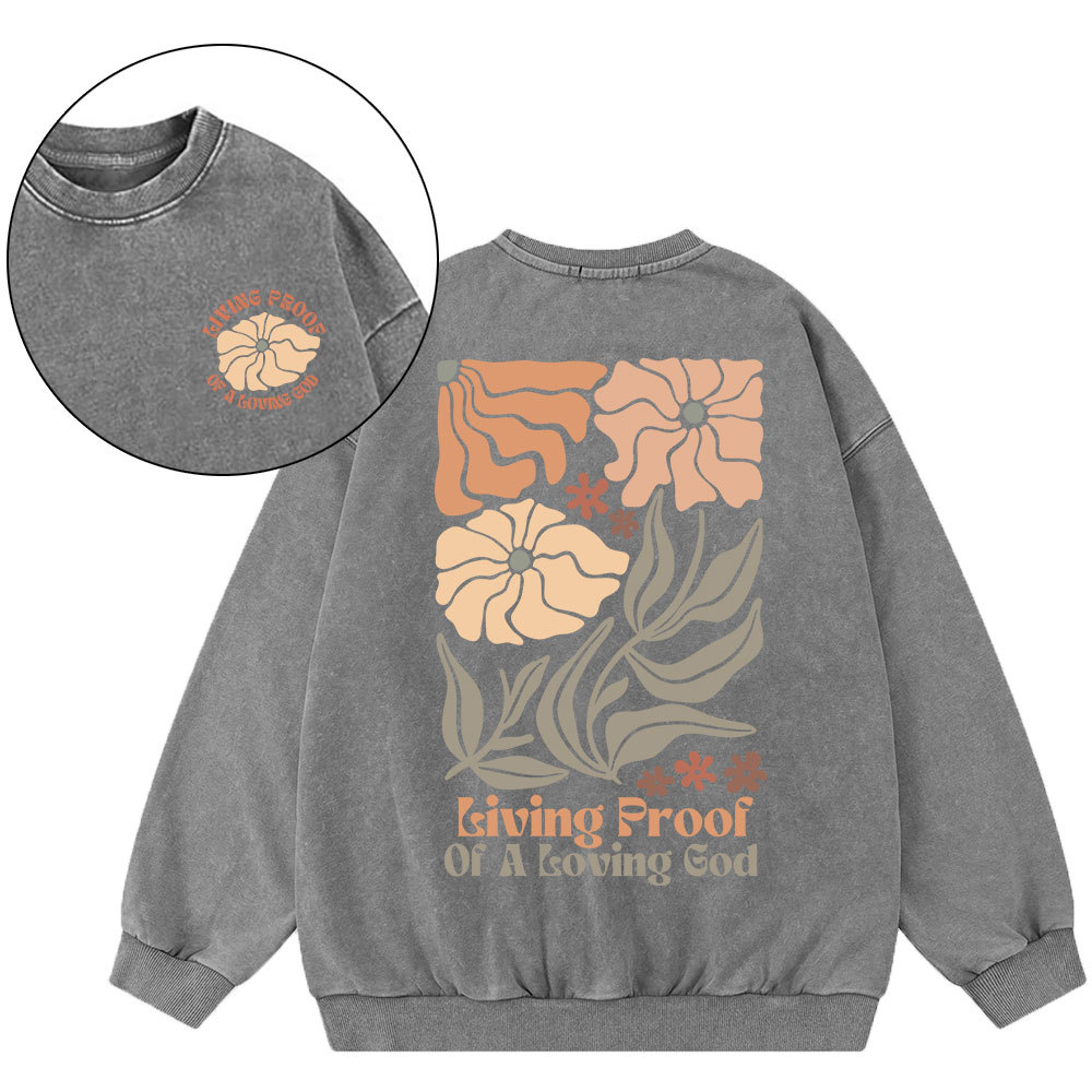 Living Proof Of A Loving God Christian Washed Sweatshirt