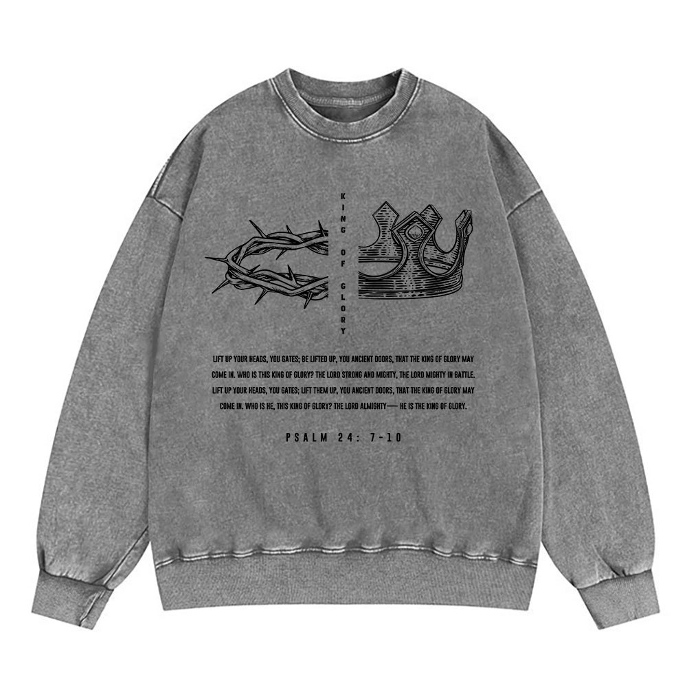 King Of Glory Christian Washed Sweatshirt