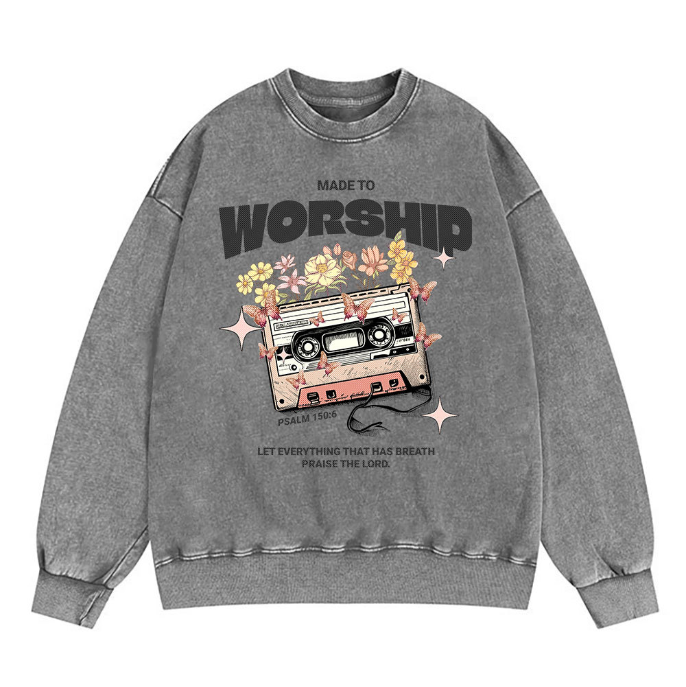 Made To Worship Christian Washed Sweatshirt