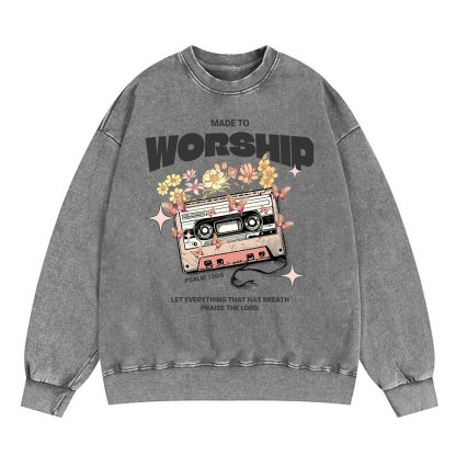 Made To Worship Christian Washed Sweatshirt