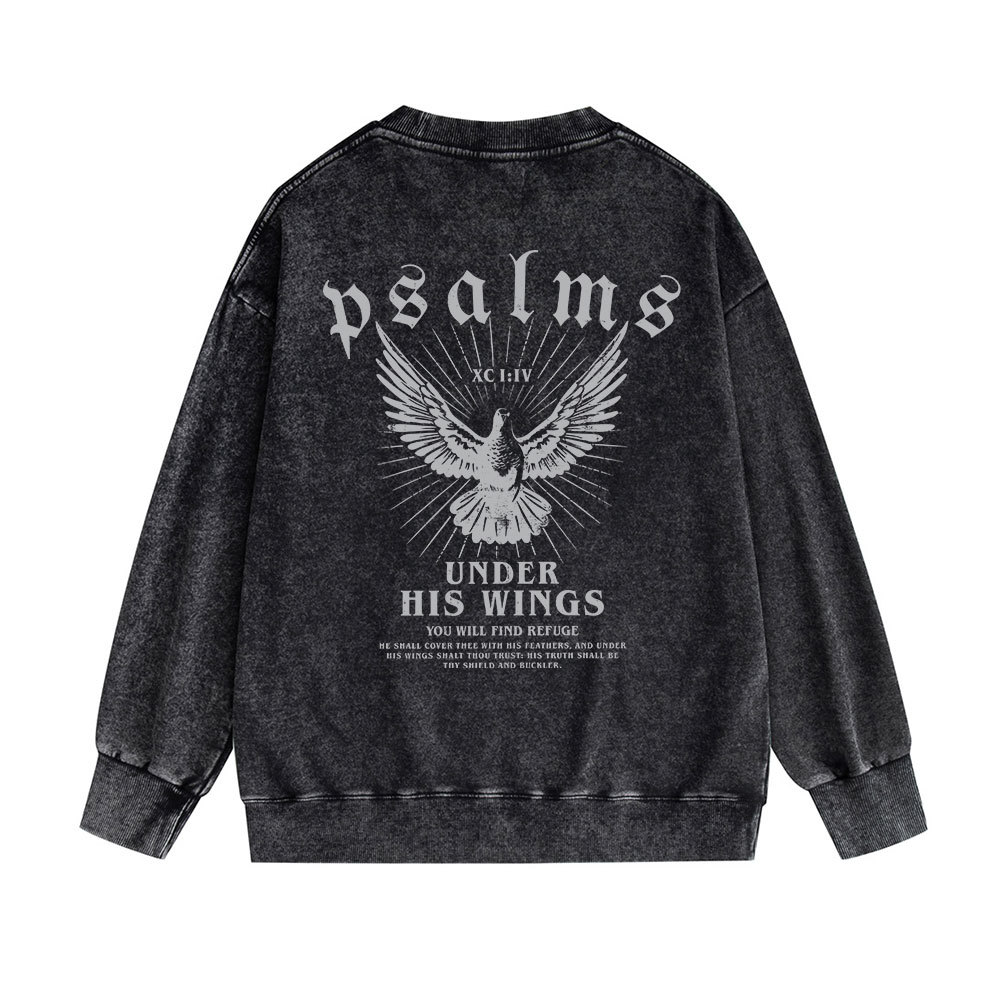 Under His Wings Christian Washed Sweatshirt