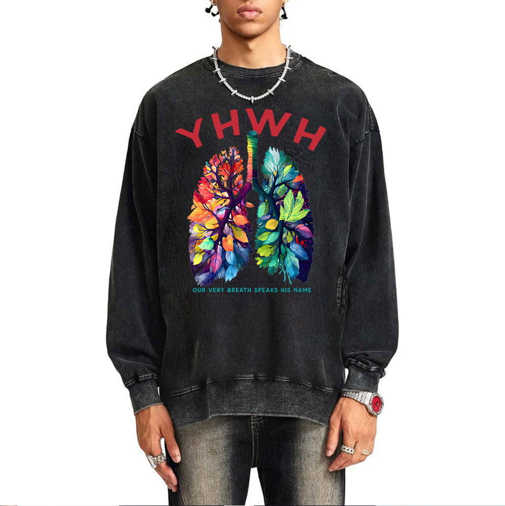 YHWH Leaf Christian Washed Sweatshirt