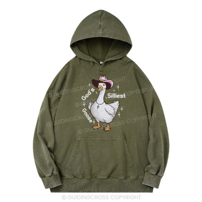 God's Silliest Goose Christian Washed Hoodie 