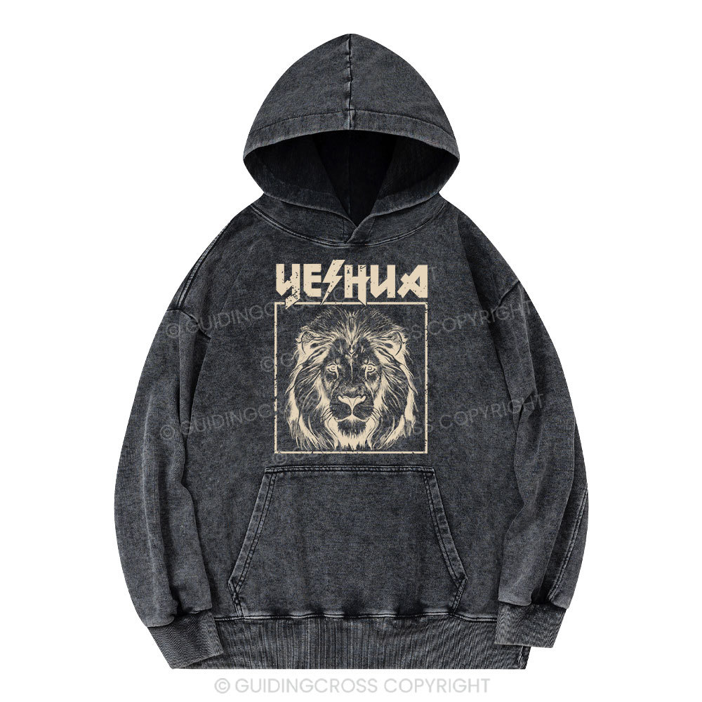 Retro Yeshua Lion Christian Washed Hoodie 