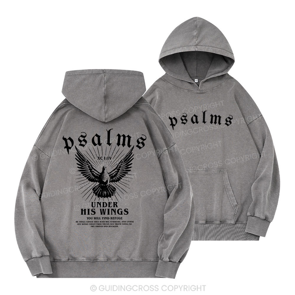 Under His Wings Christian Washed Hoodie 