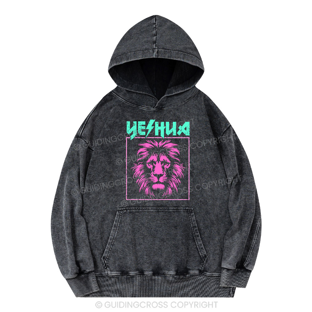 Yeshua Lion Christian Washed Hoodie 