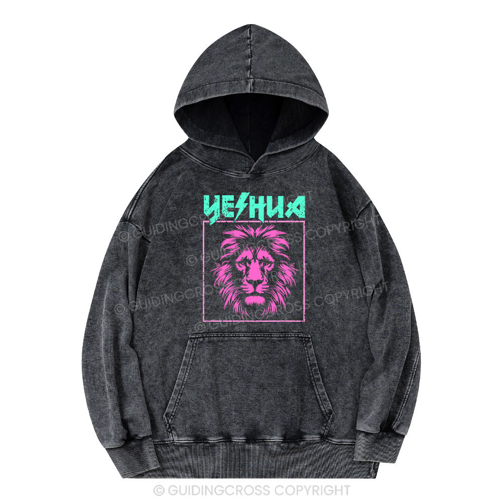 Yeshua Lion Christian Washed Hoodie 