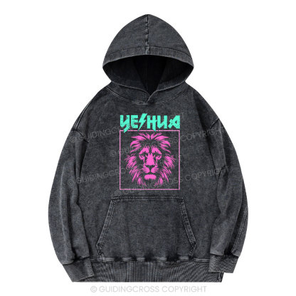 Yeshua Lion Christian Washed Hoodie 