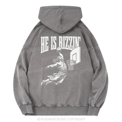 He Is Rizzin Christian Washed Hoodie 
